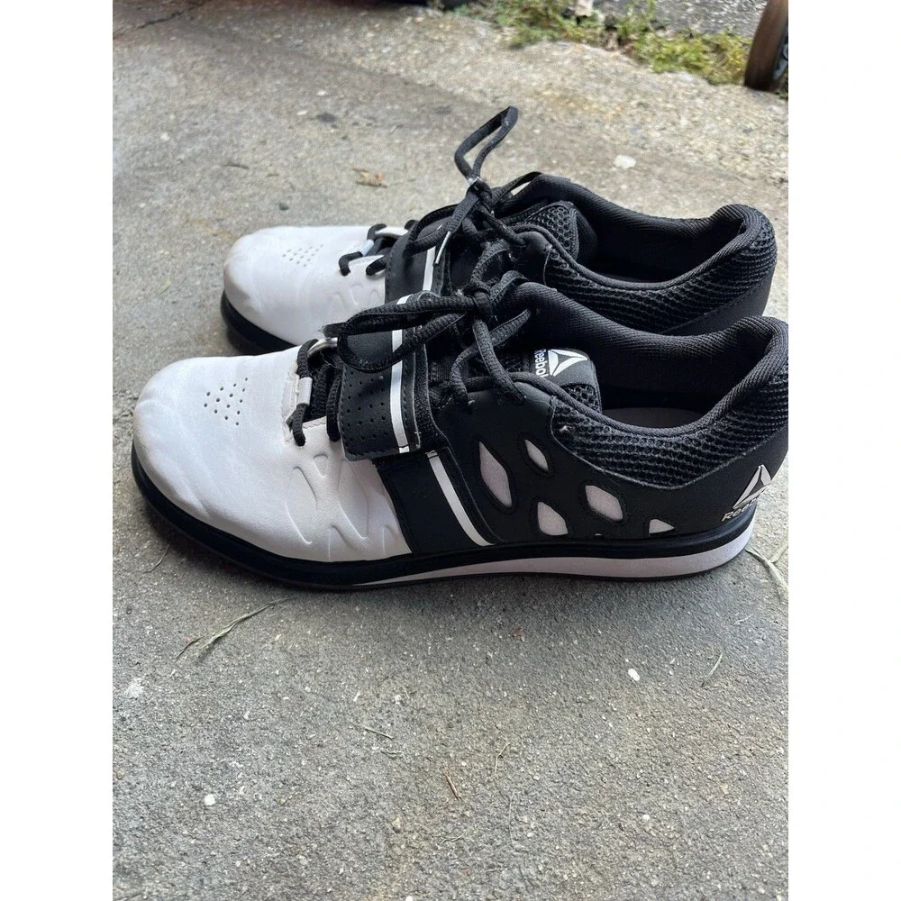 Reebok Men's Weightlifting Sneakers Black/White Lace-Up Hook & Loop Low Top